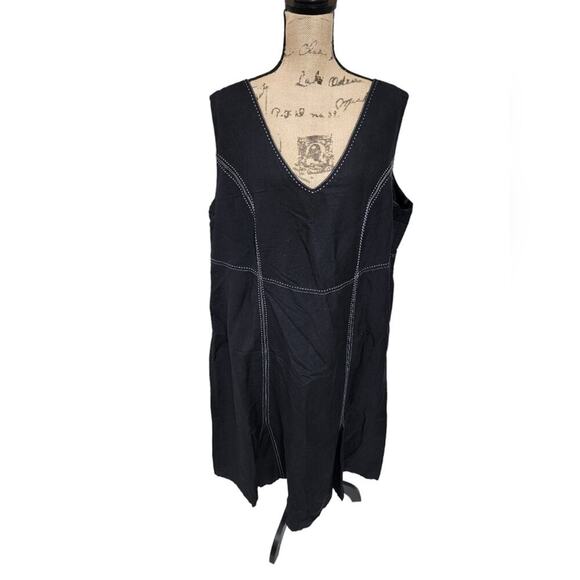 Ashley Stuart V-Neck fit n flare Black Linen Super Flattering Dress Size‎ 3X - Picture 2 of 6